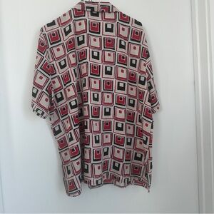 🩷 Notations Men's Shirt with Red and Black Geometric Pattern
